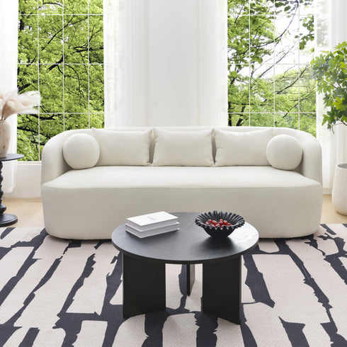 Ashlie Bouclé 3-Seater Sofa - Beige Sofa 3 Seater Sofa | Kinwell Furniture | Most Comfortable 3 Seater Sofas